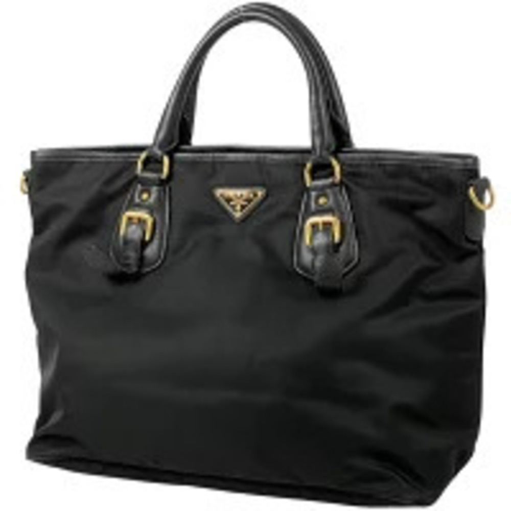 Prada Tessuto Crossbody Plate Tote Bag Shoulder Nero Black